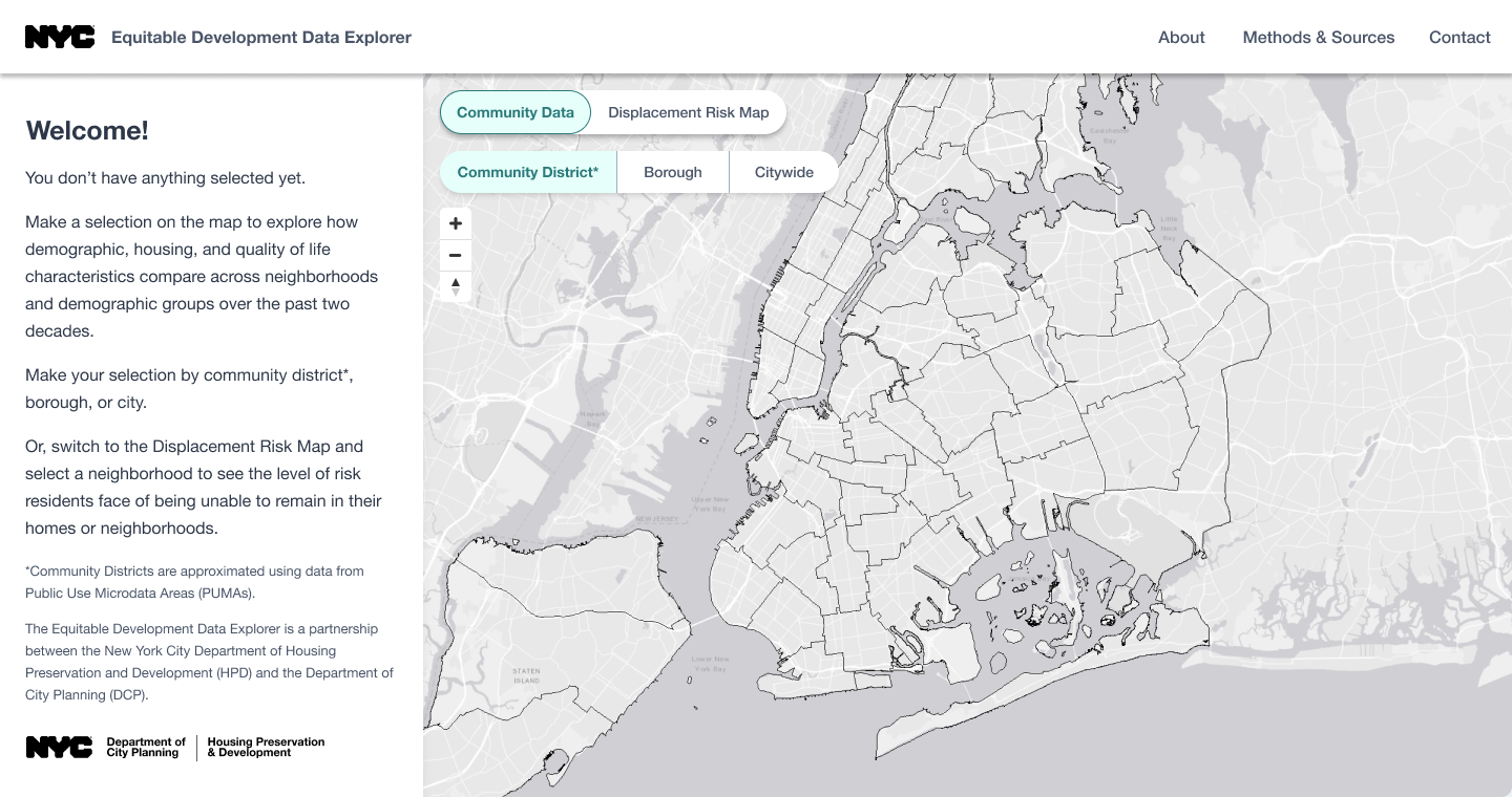 NYC Department of City Planning - Equitable Development Data Explorer Screenshot