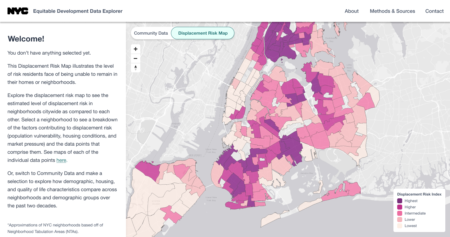 NYC Department of City Planning - Equitable Development Data Explorer Screenshot